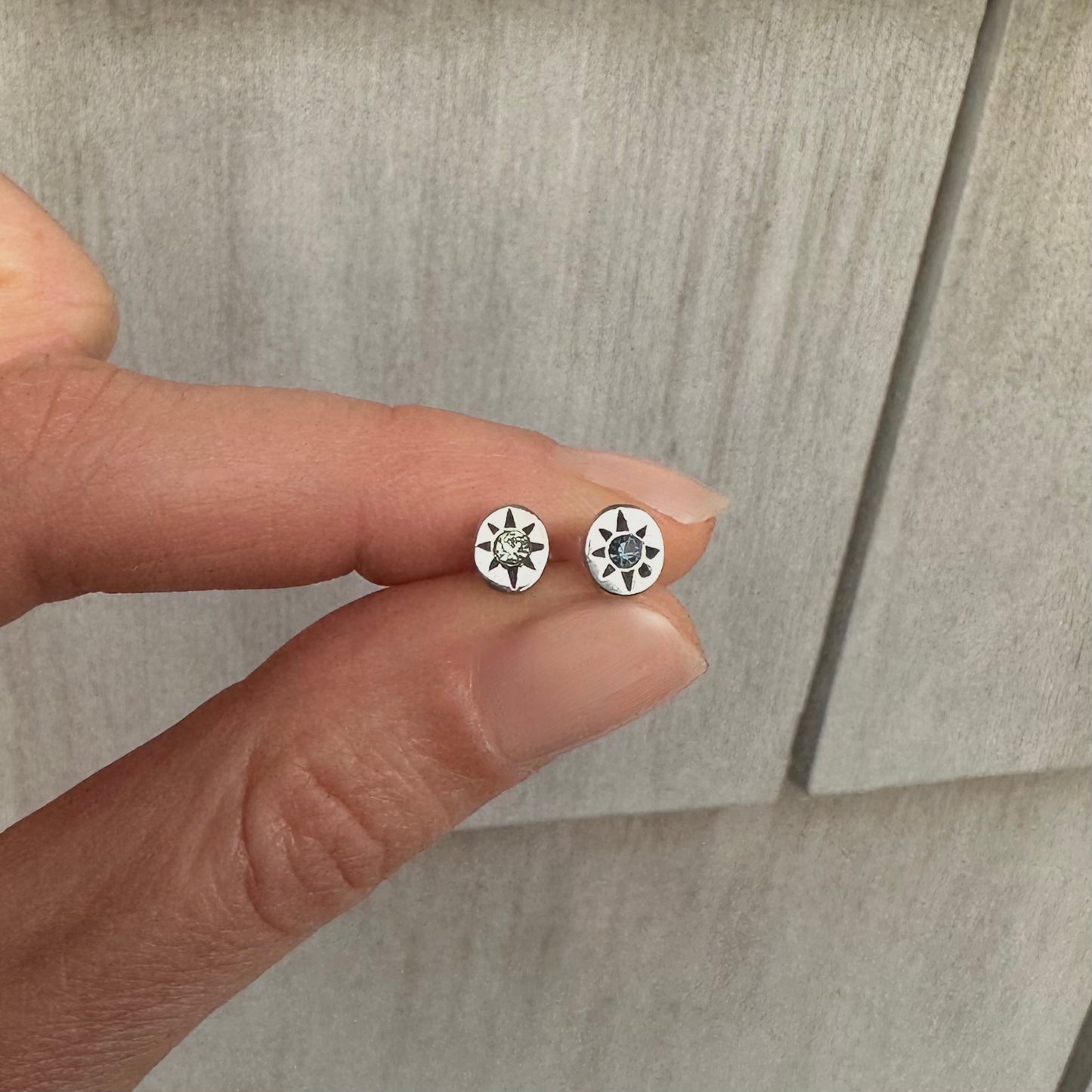 OVAL Starburst Silver Studs