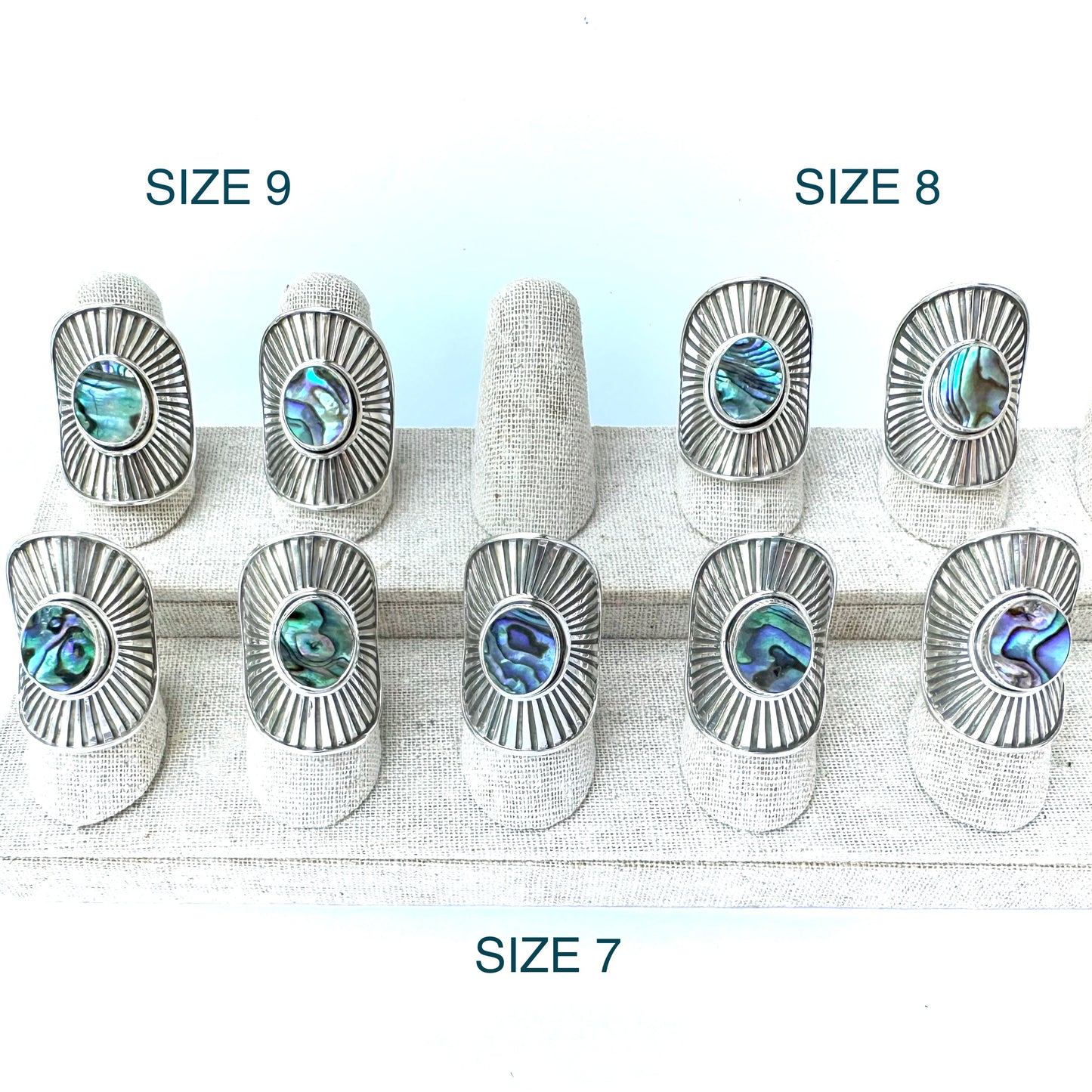 ABALONE Sunburst Shield Rings