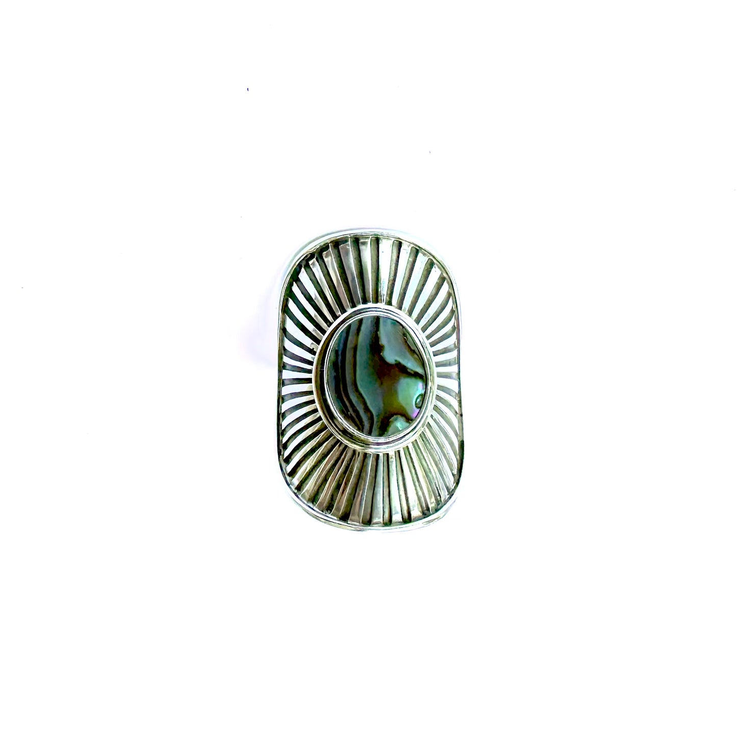 Abalone sunburst sheild ring