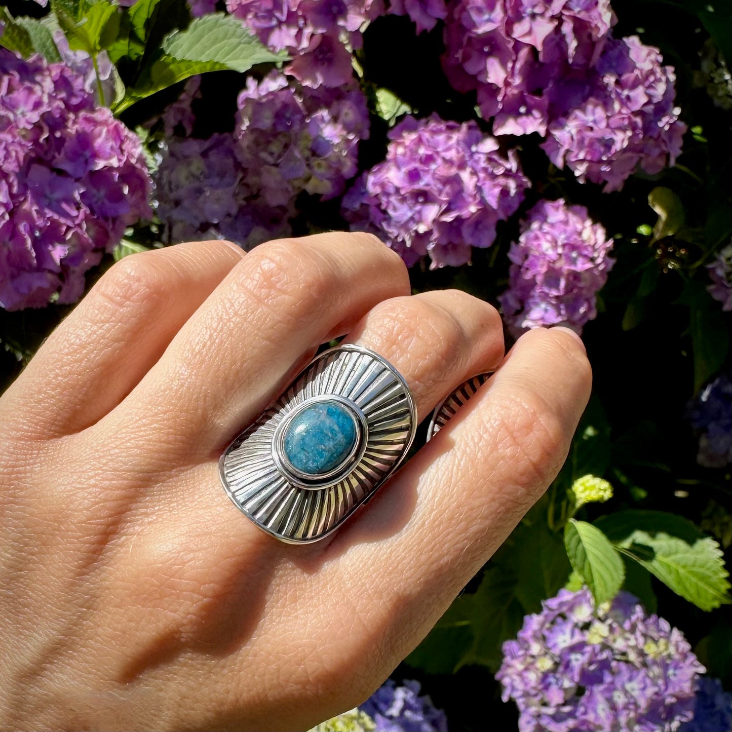 Sunburst Shield Rings (Amethyst, Apatite, Smokey Quartz)