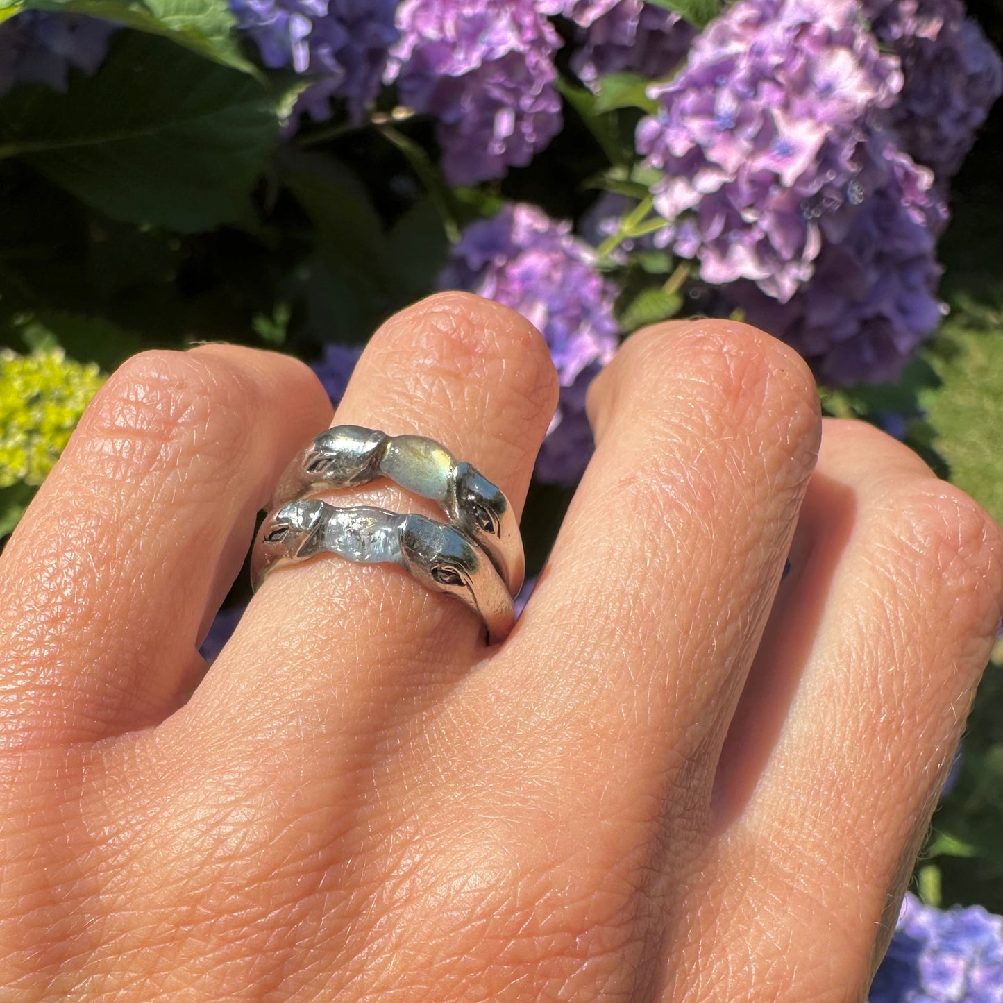 Aquamarine Snakebite Stacking Ring
