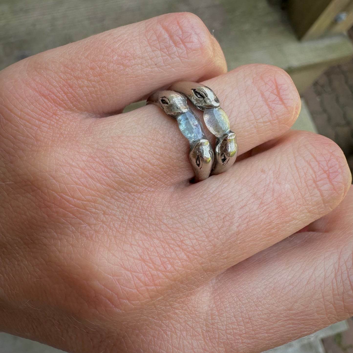 Aquamarine Snakebite Stacking Ring