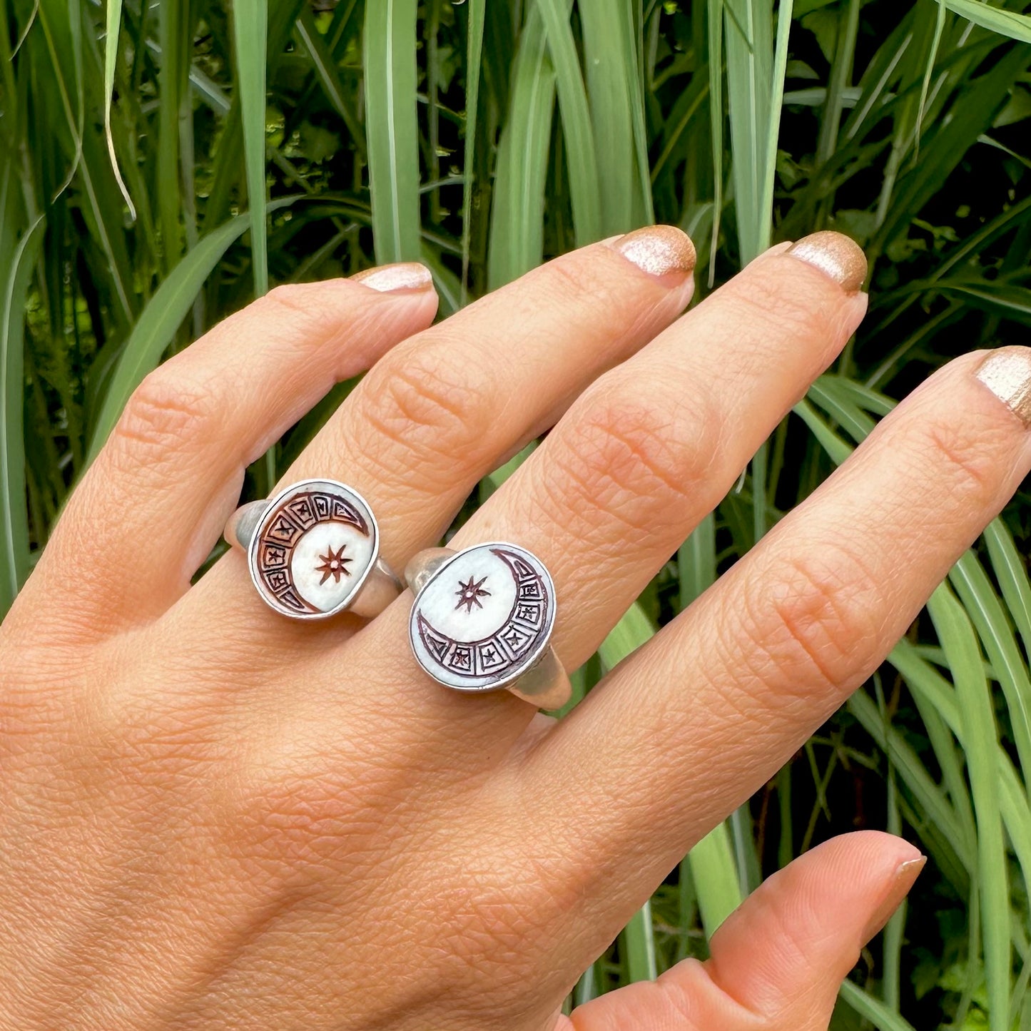 Moon Carved Signet Ring