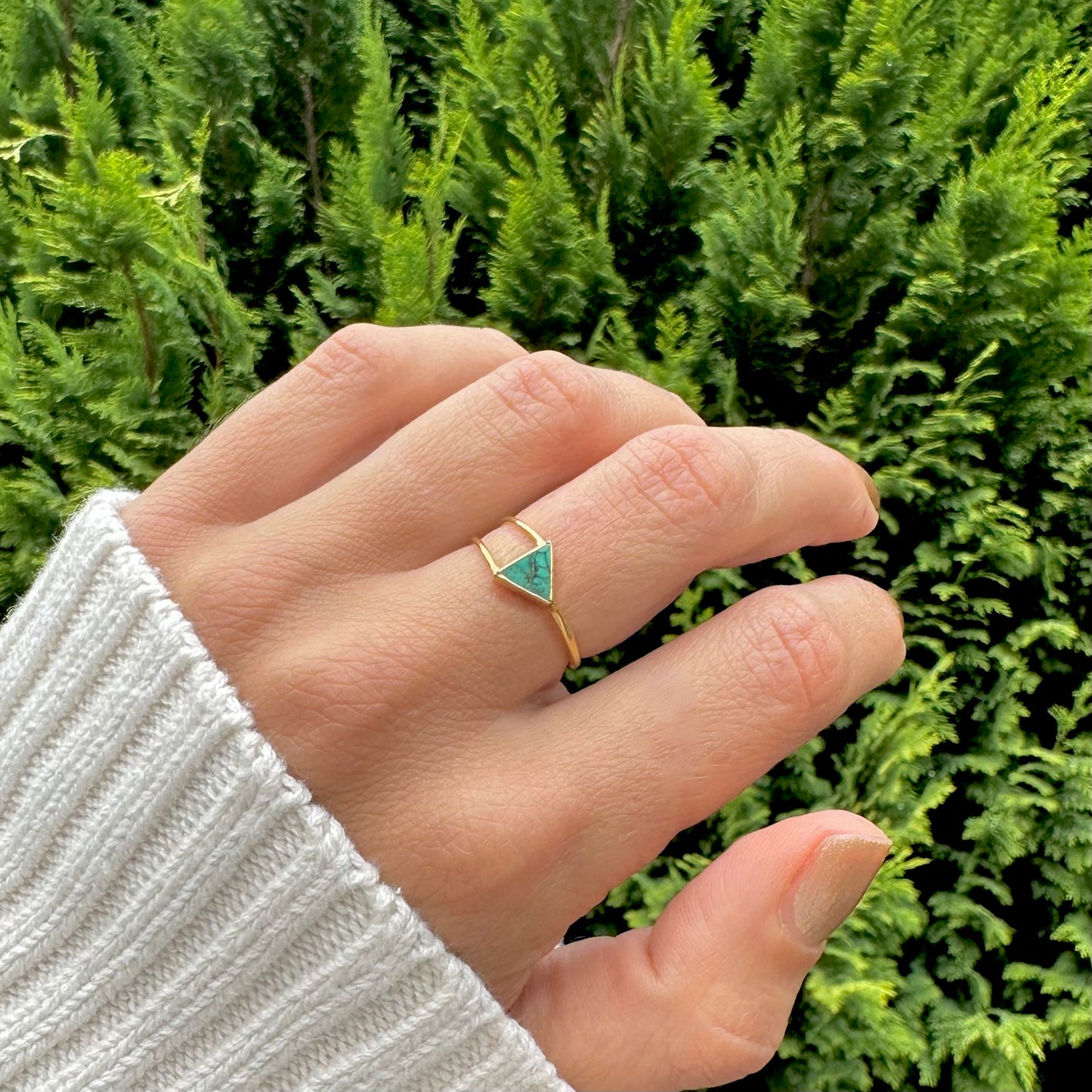Triangle Turquoise Gold Ring