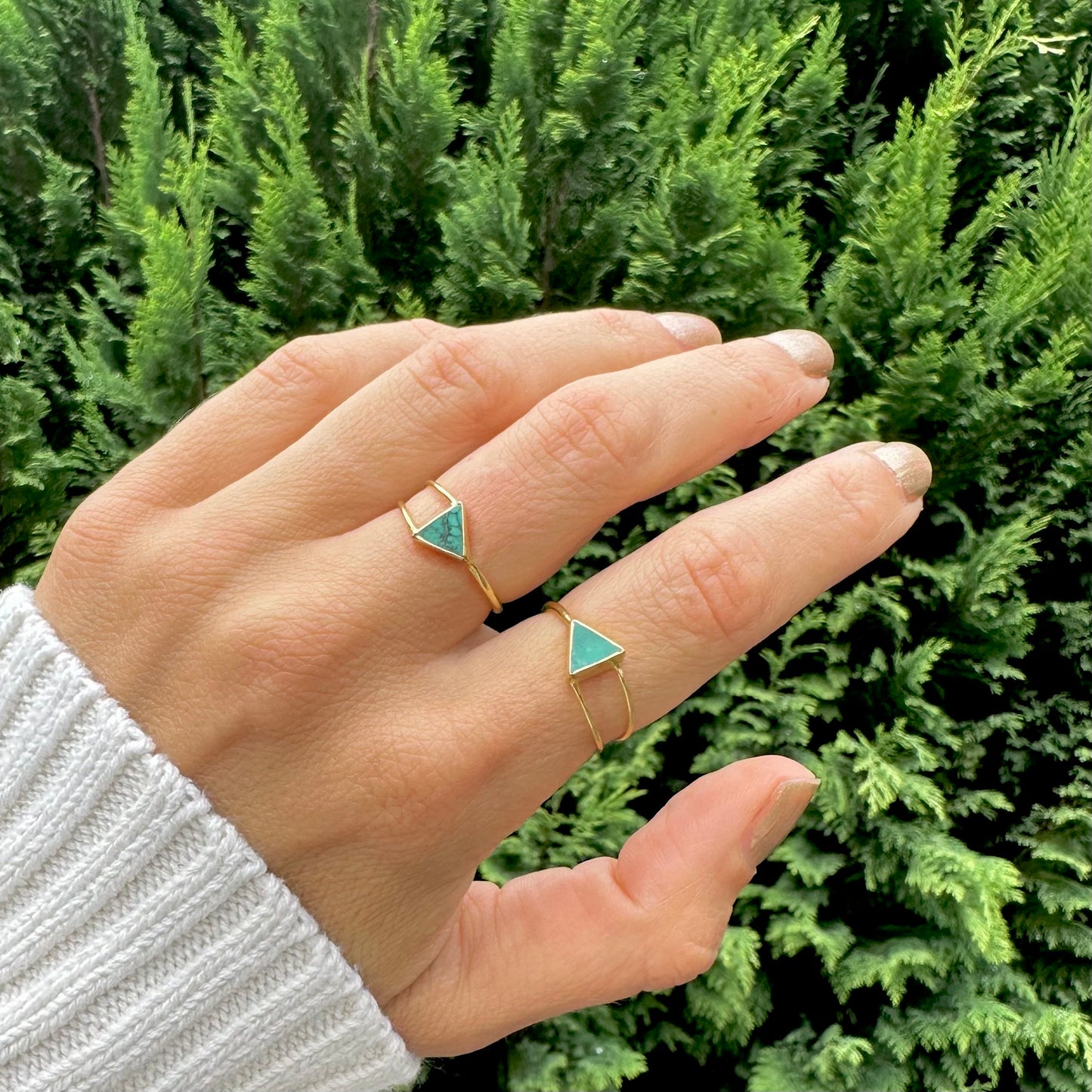 Triangle Turquoise Gold Ring