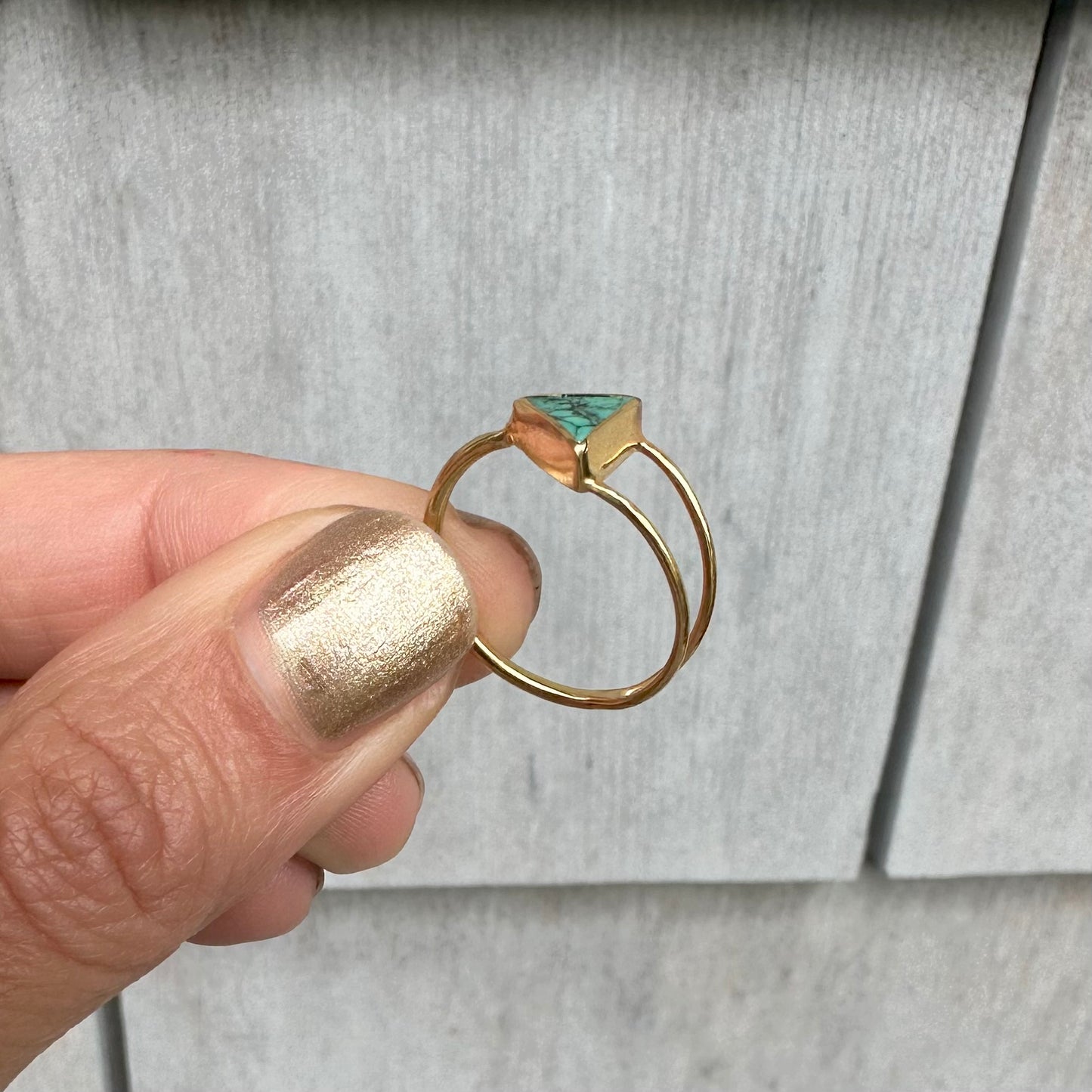 Triangle Turquoise Gold Ring