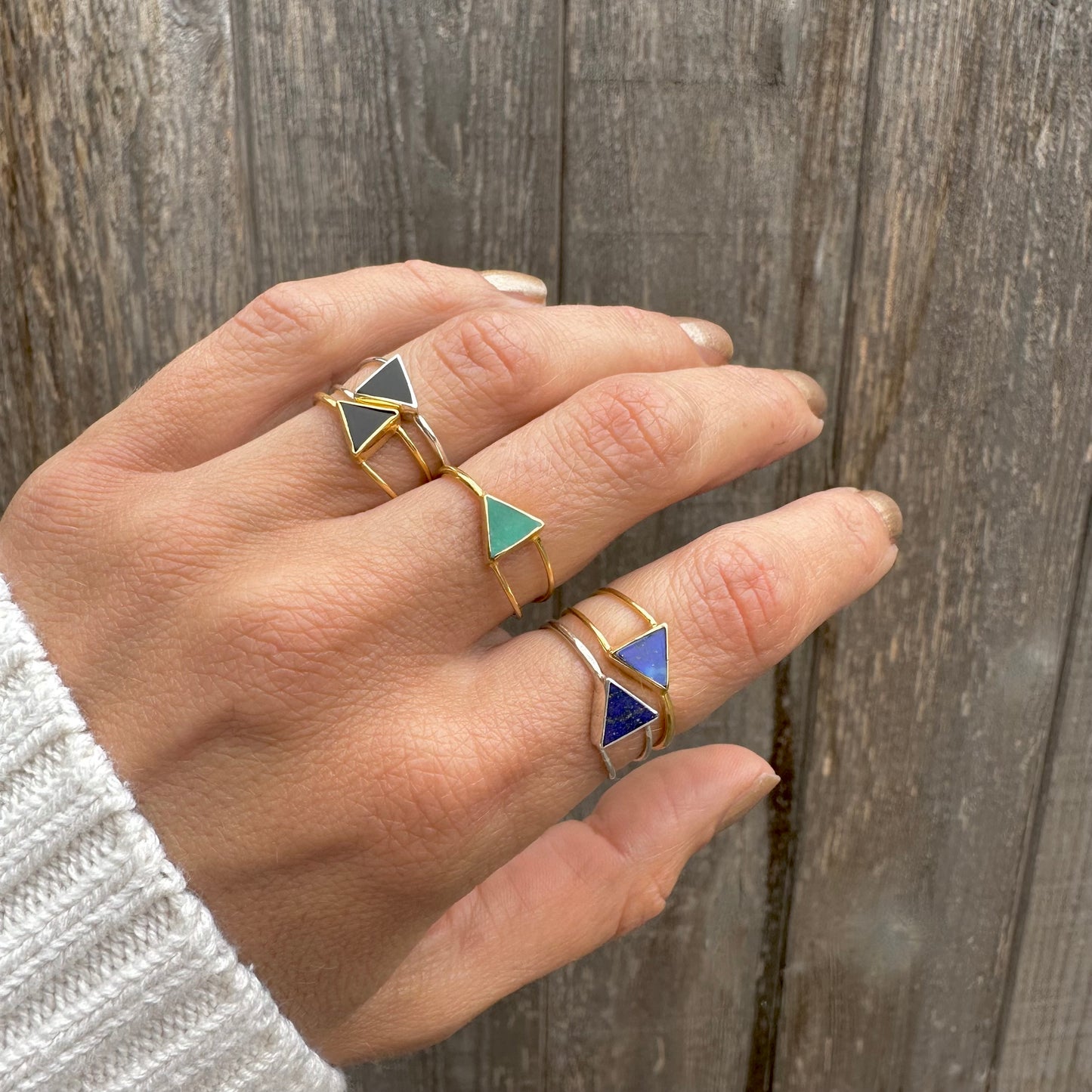 Triangle Turquoise Gold Ring