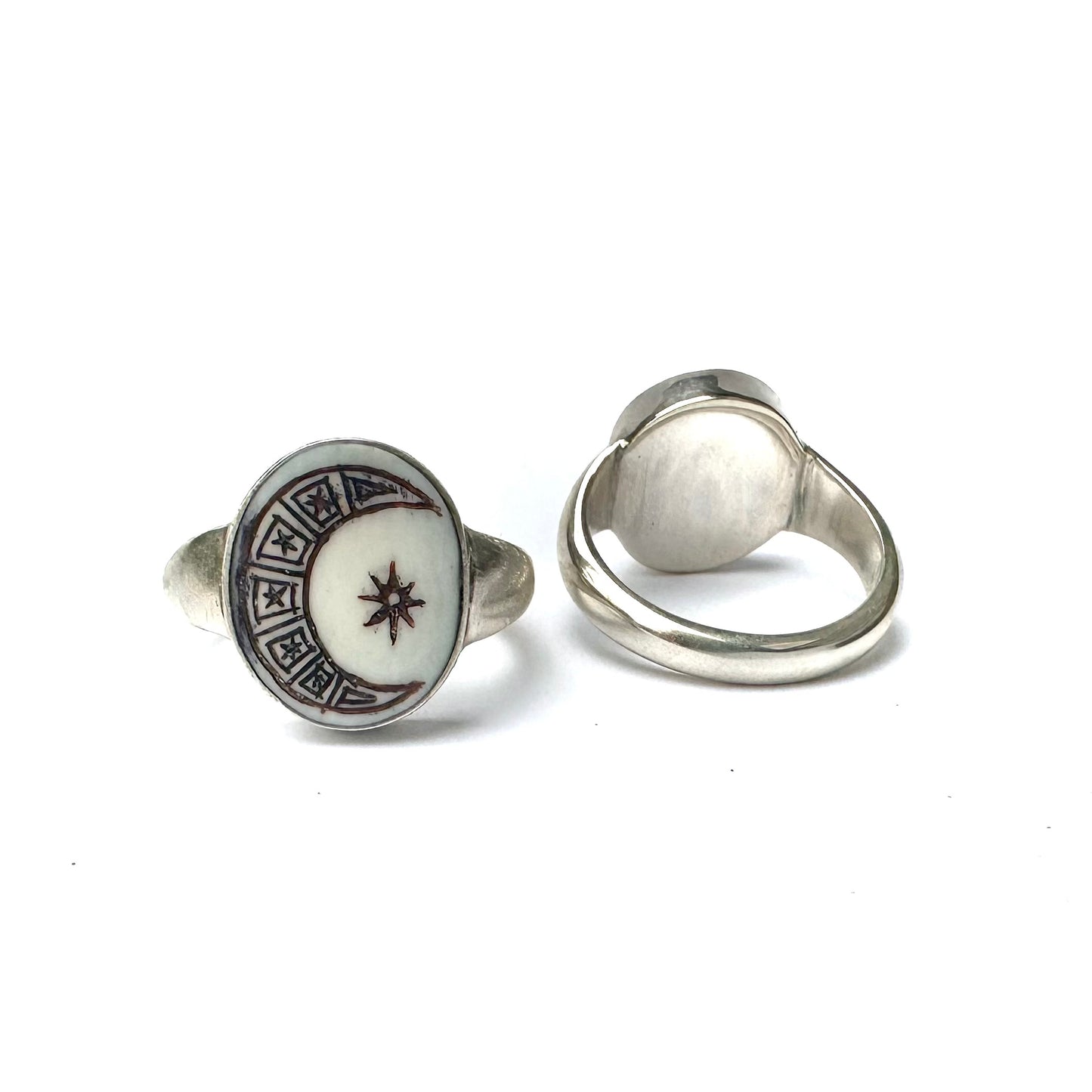 Moon Carved Signet Ring