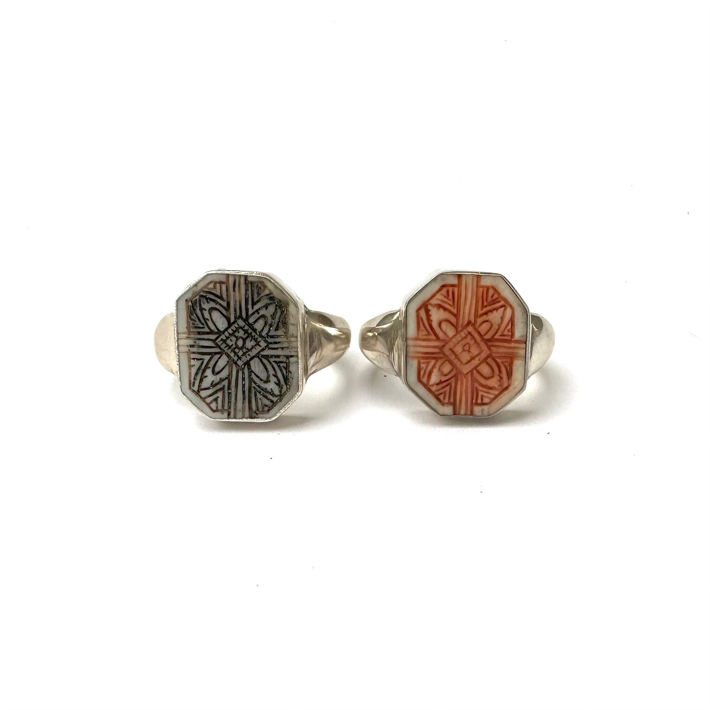 Hexagon Carved Signet Ring