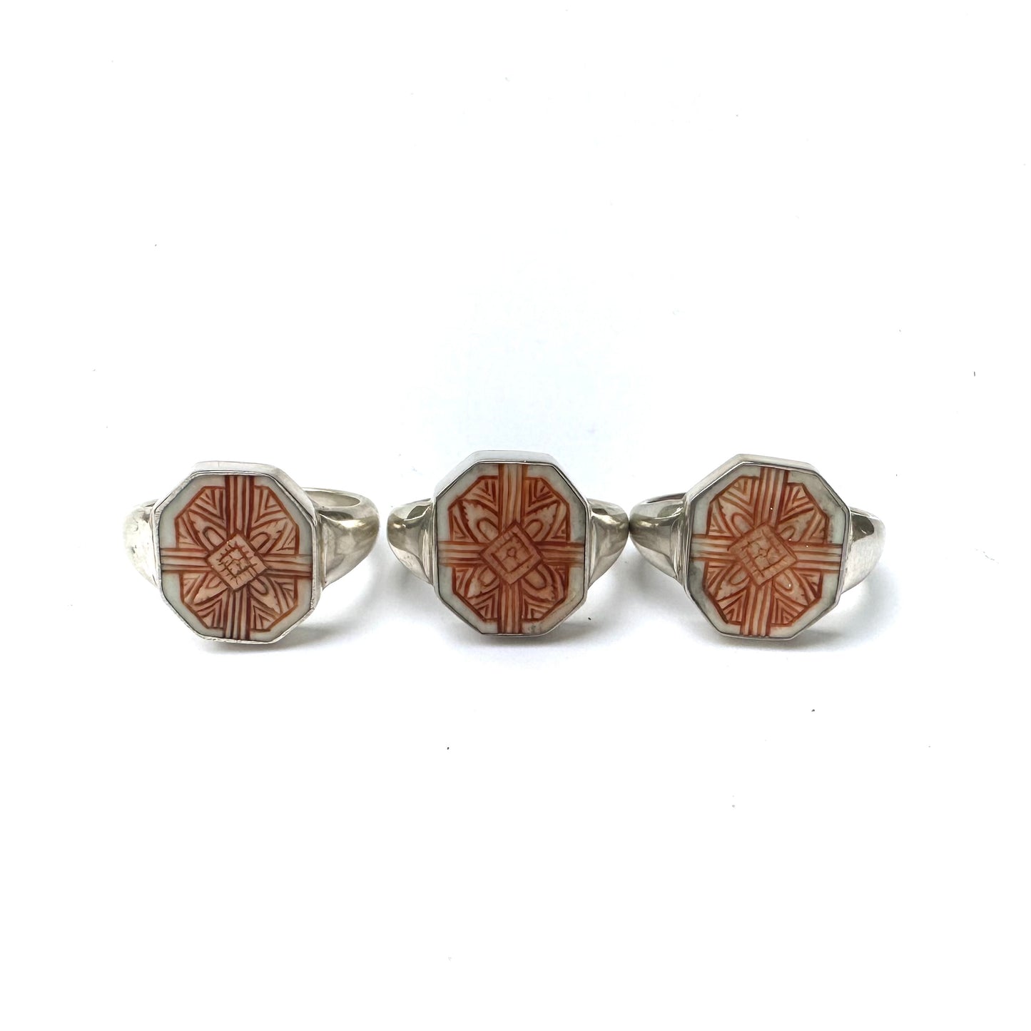 Hexagon Carved Signet Ring