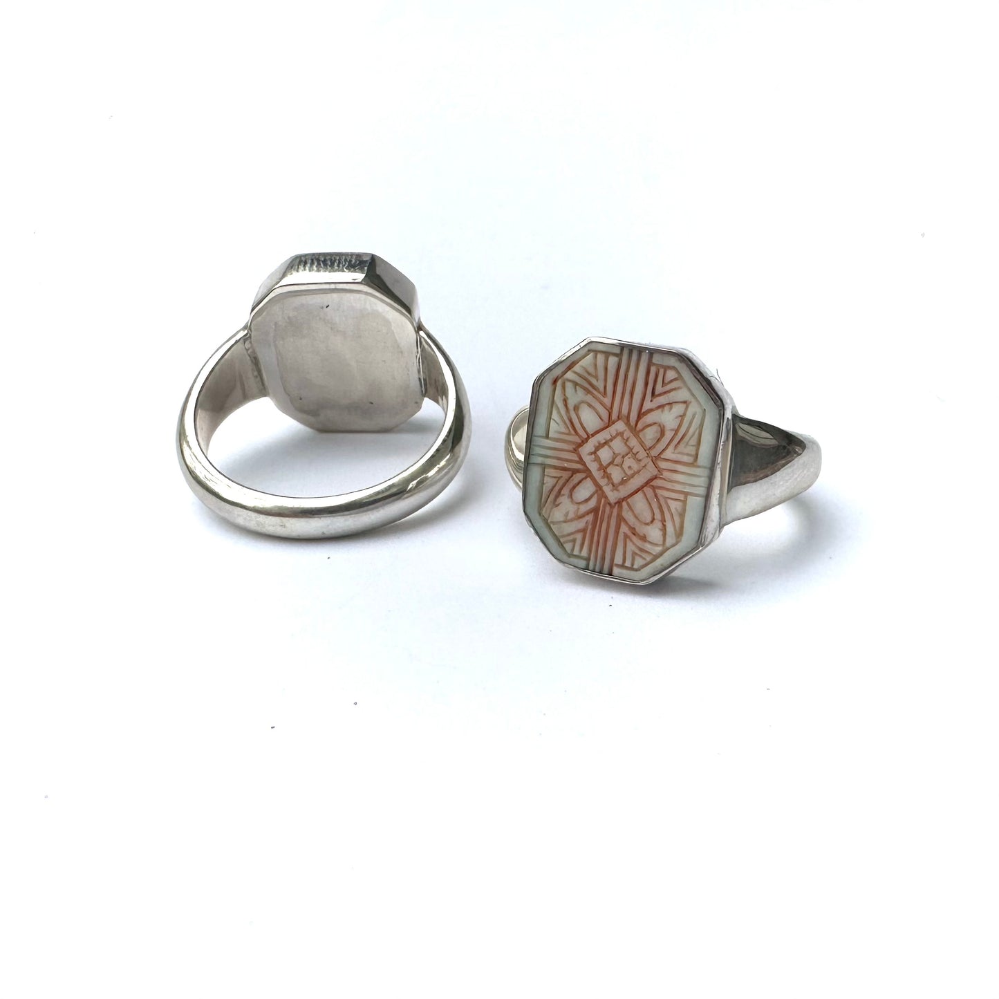 Hexagon Carved Signet Ring