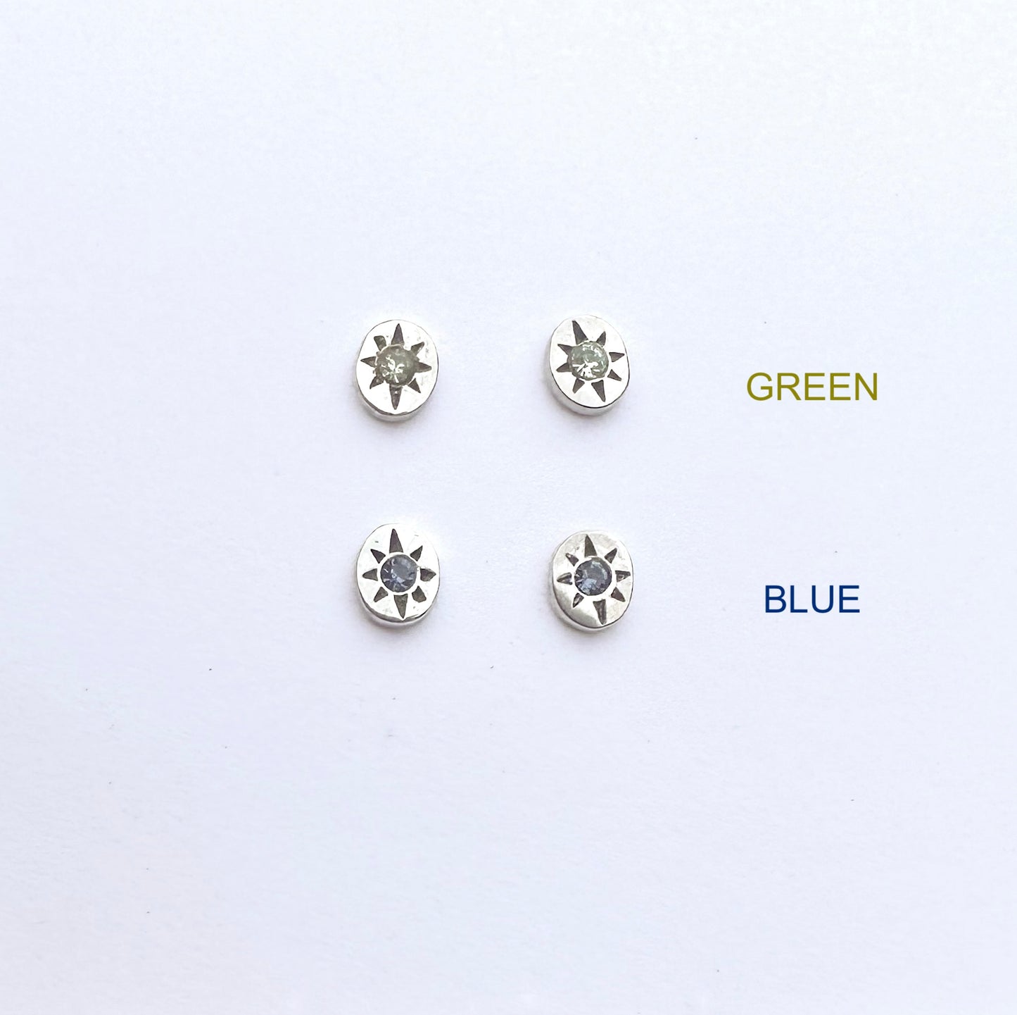 OVAL Starburst Silver Studs
