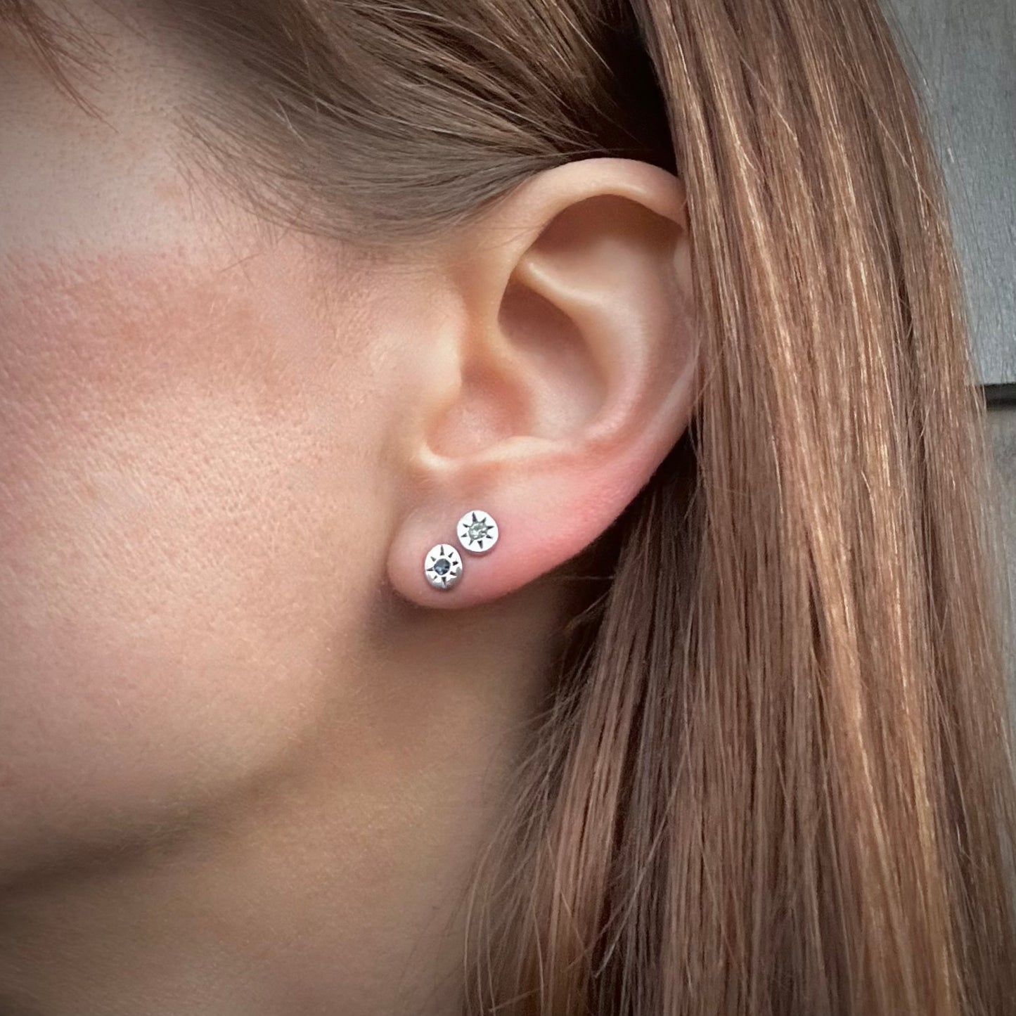 OVAL Starburst Silver Studs