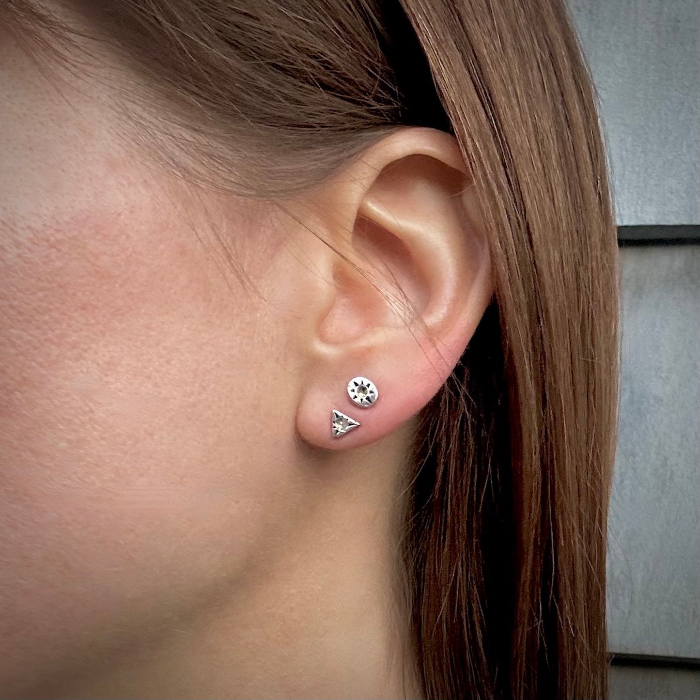 Geometric Silver Studs Gift Set