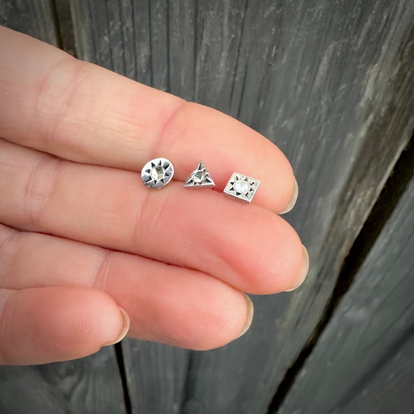 Geometric Silver Studs Gift Set