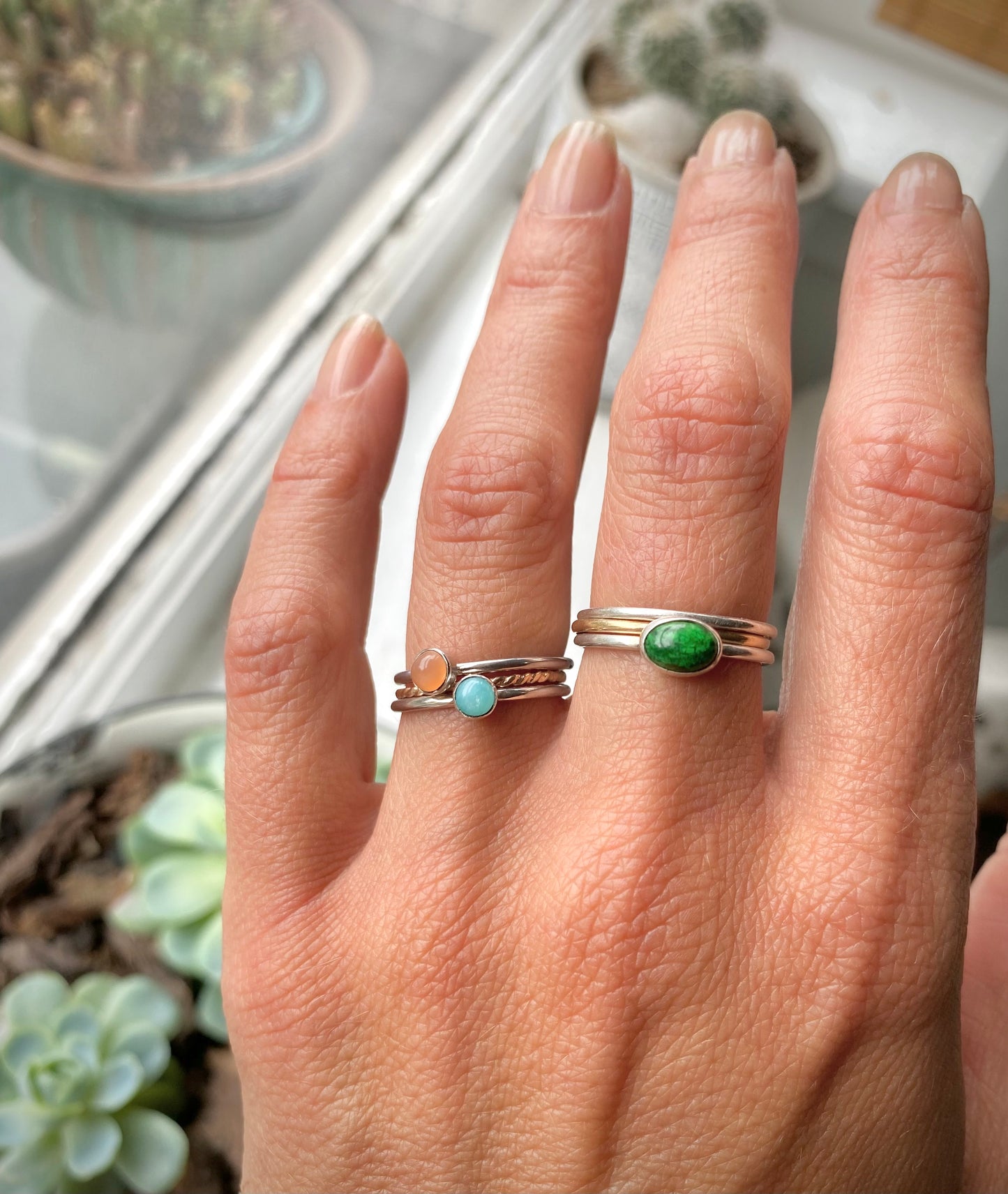 Tiny Amazonite Stacking Ring