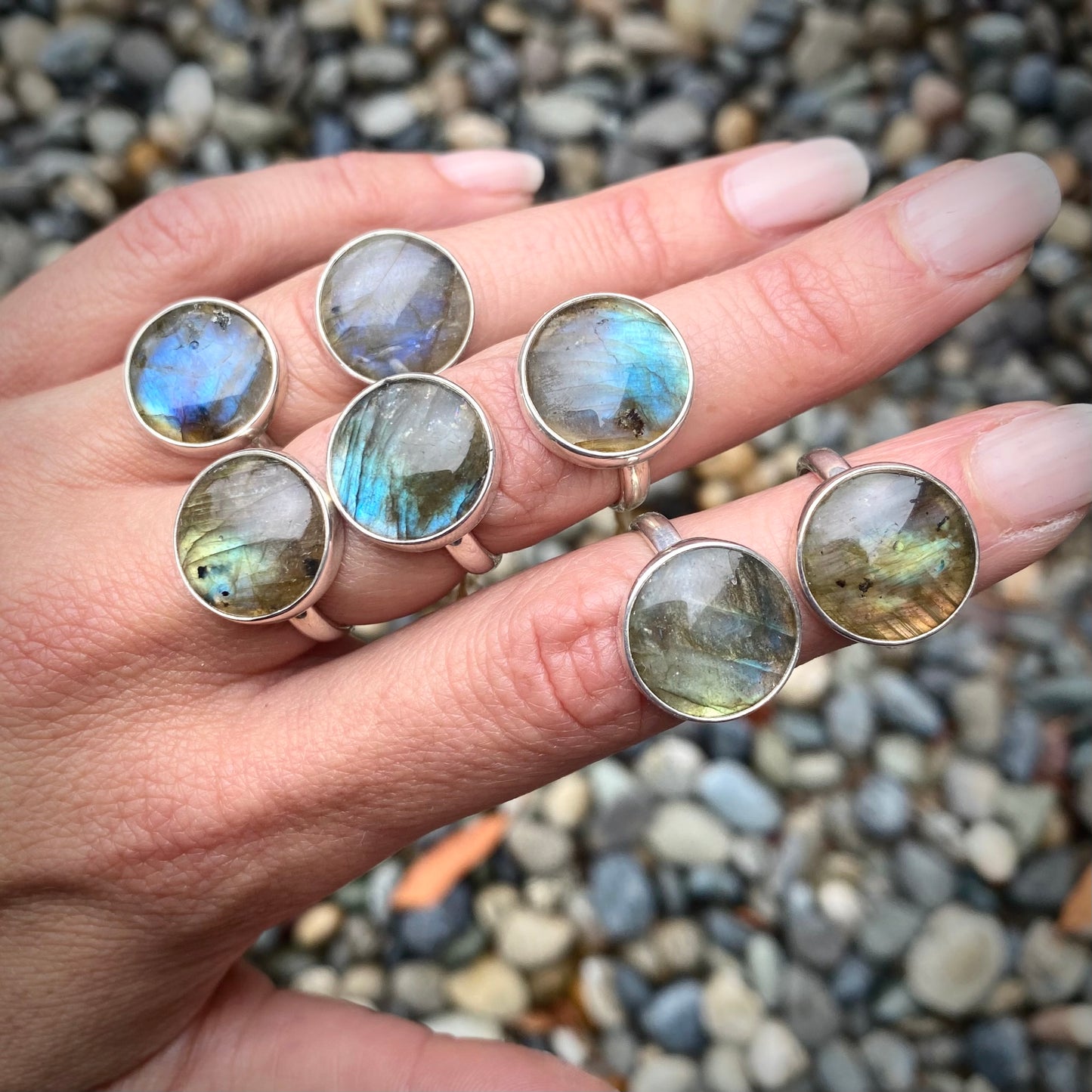 Round Labradorite Rings