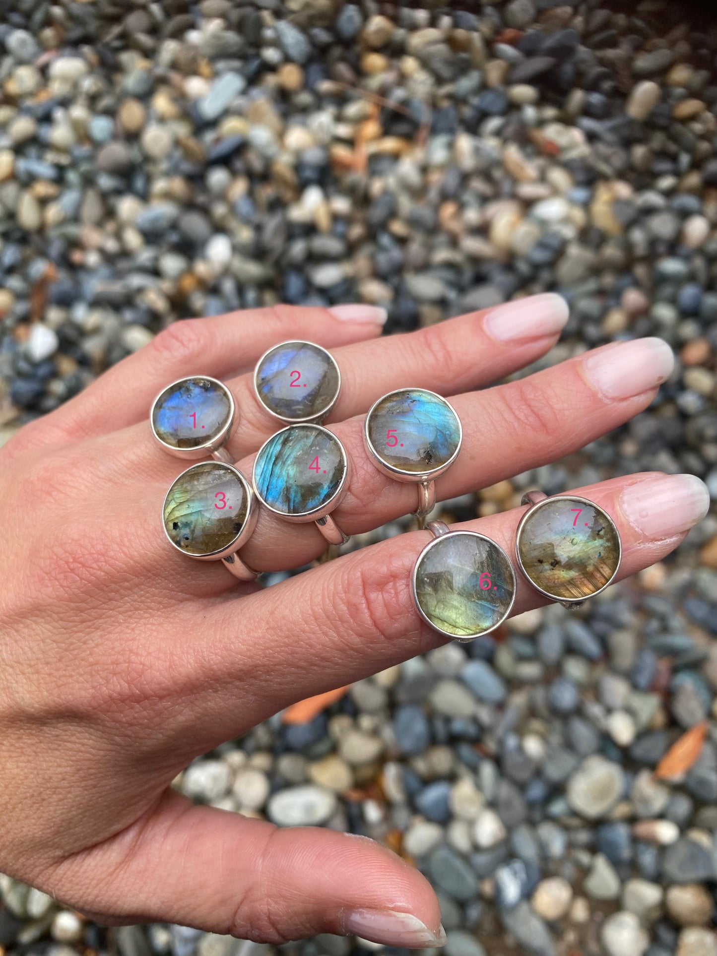 Round Labradorite Rings