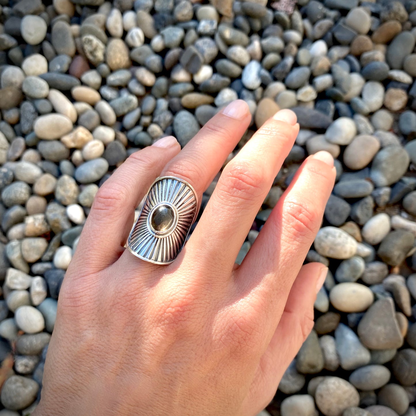 Sunburst Shield Rings (Amethyst, Apatite, Smokey Quartz)