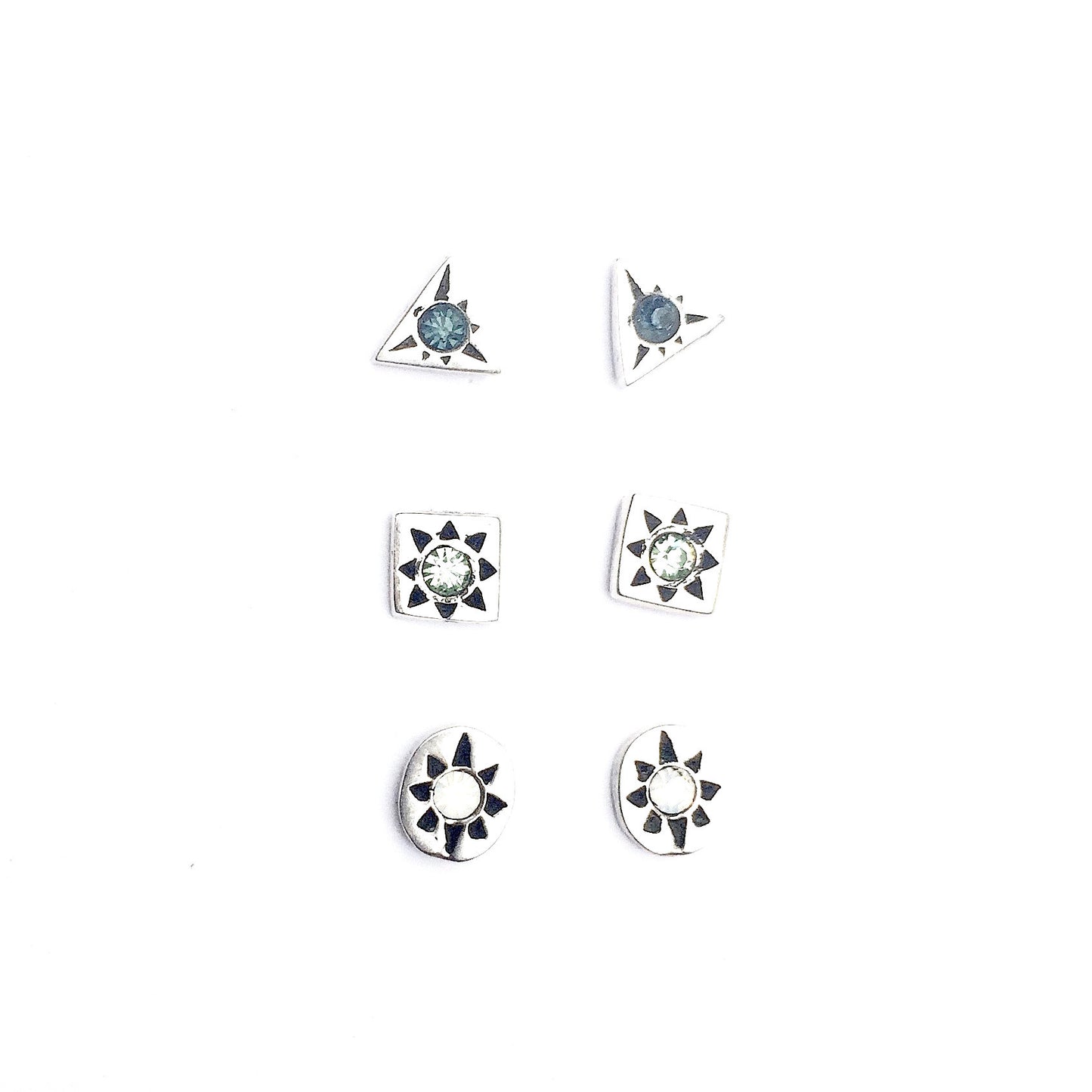 Geometric Silver Studs Gift Set