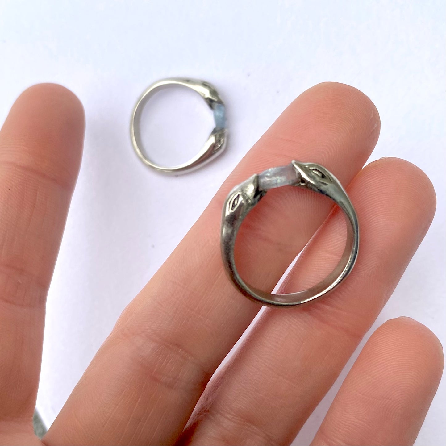 Aquamarine Snakebite Stacking Ring