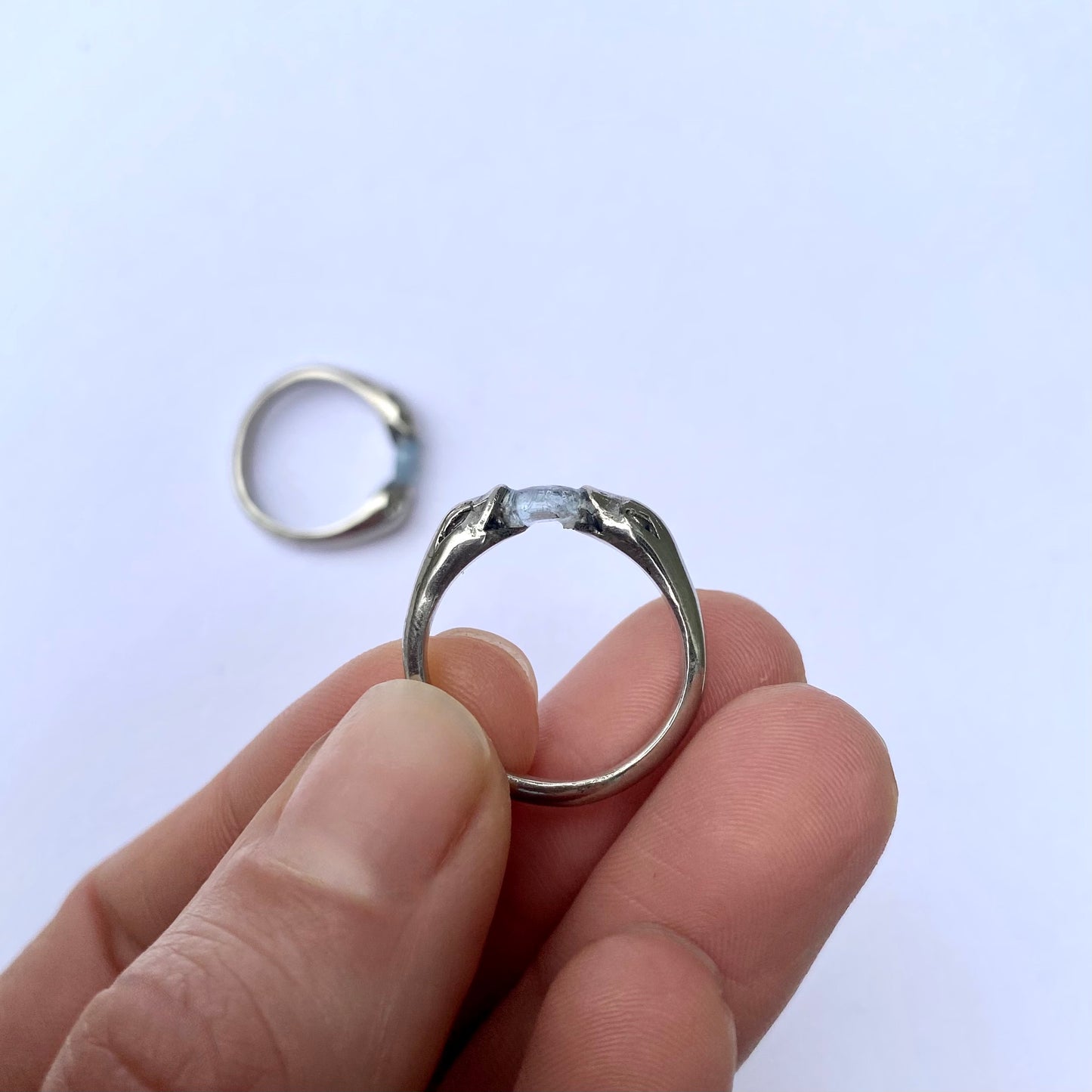 Aquamarine Snakebite Stacking Ring