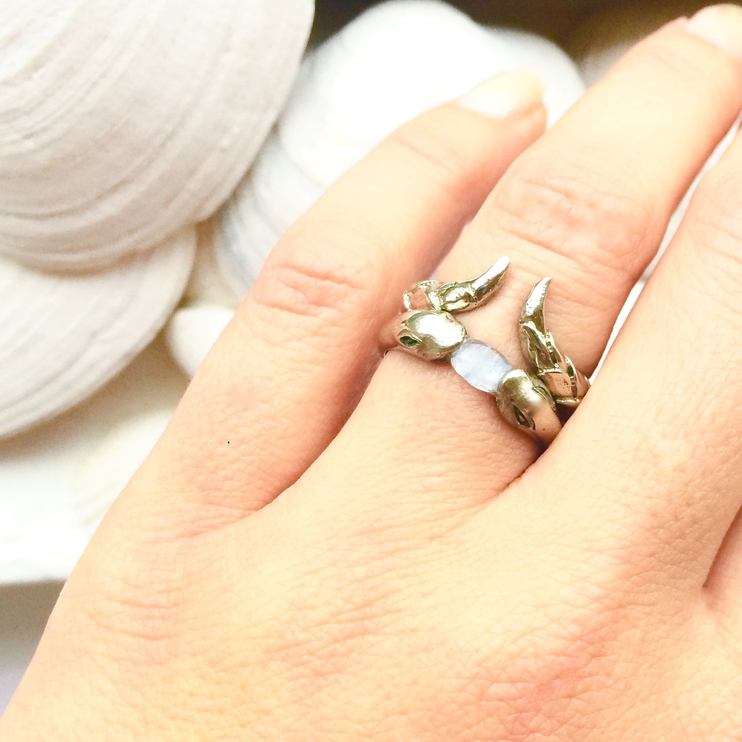 Aquamarine Snakebite Stacking Ring