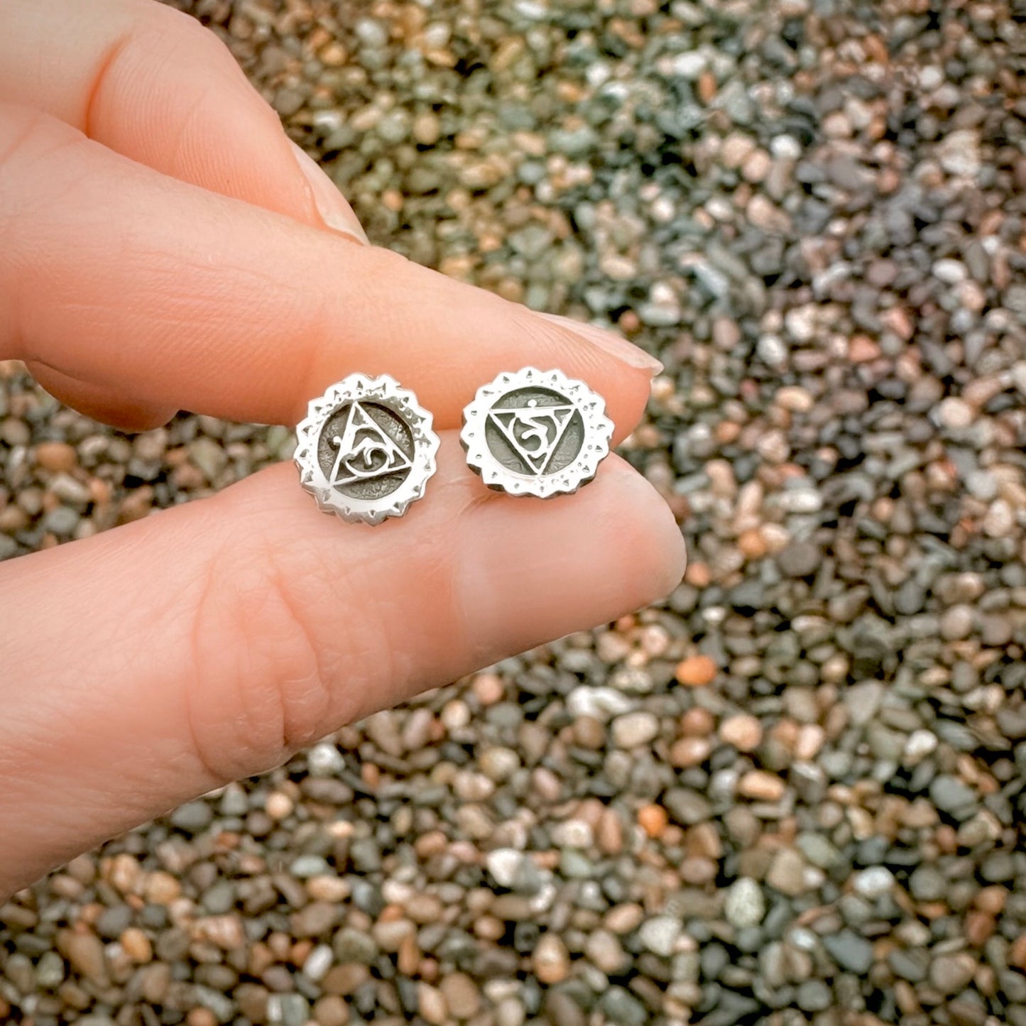 Throat Chakra Silver Studs