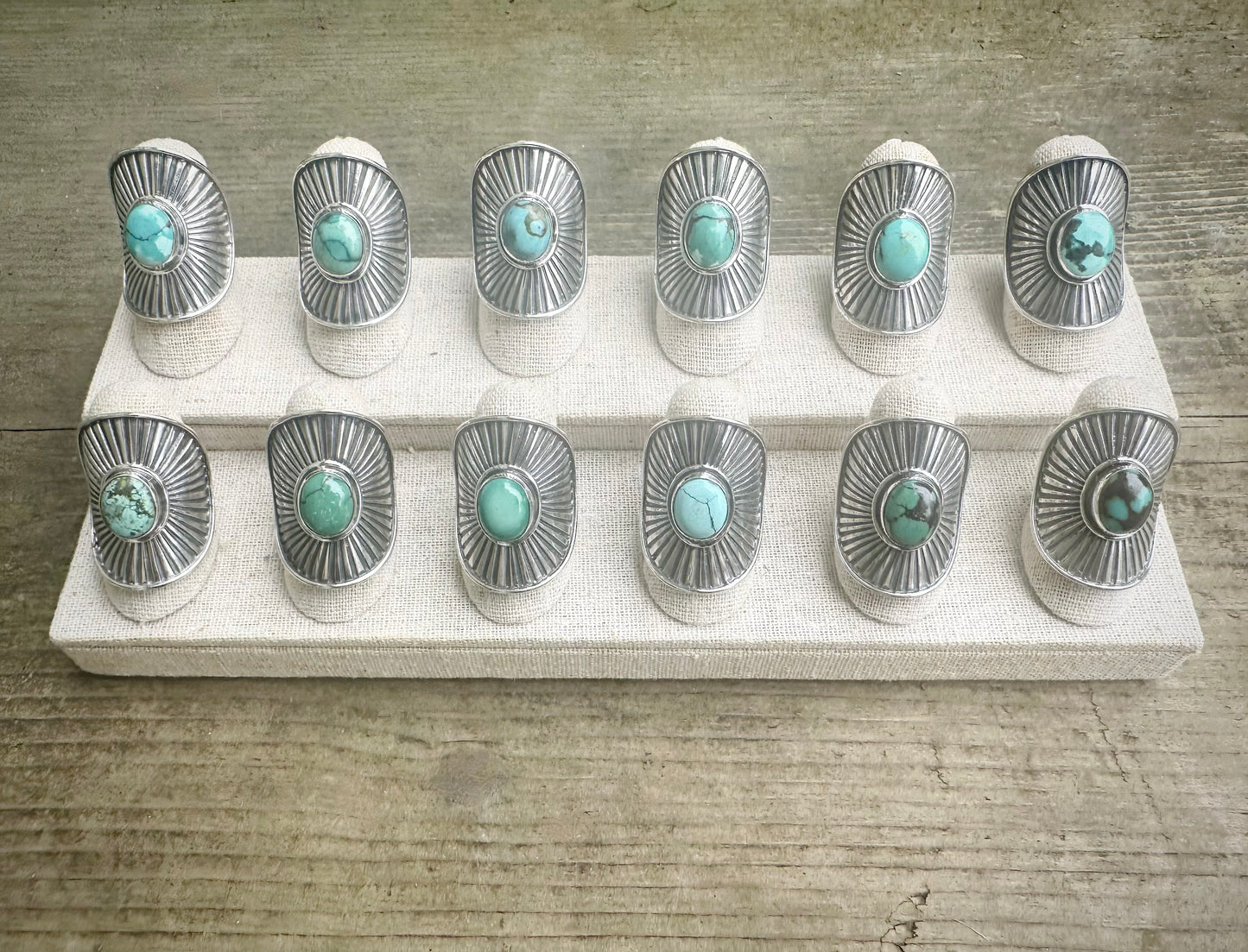 TURQUOISE Sunburst Shield Rings