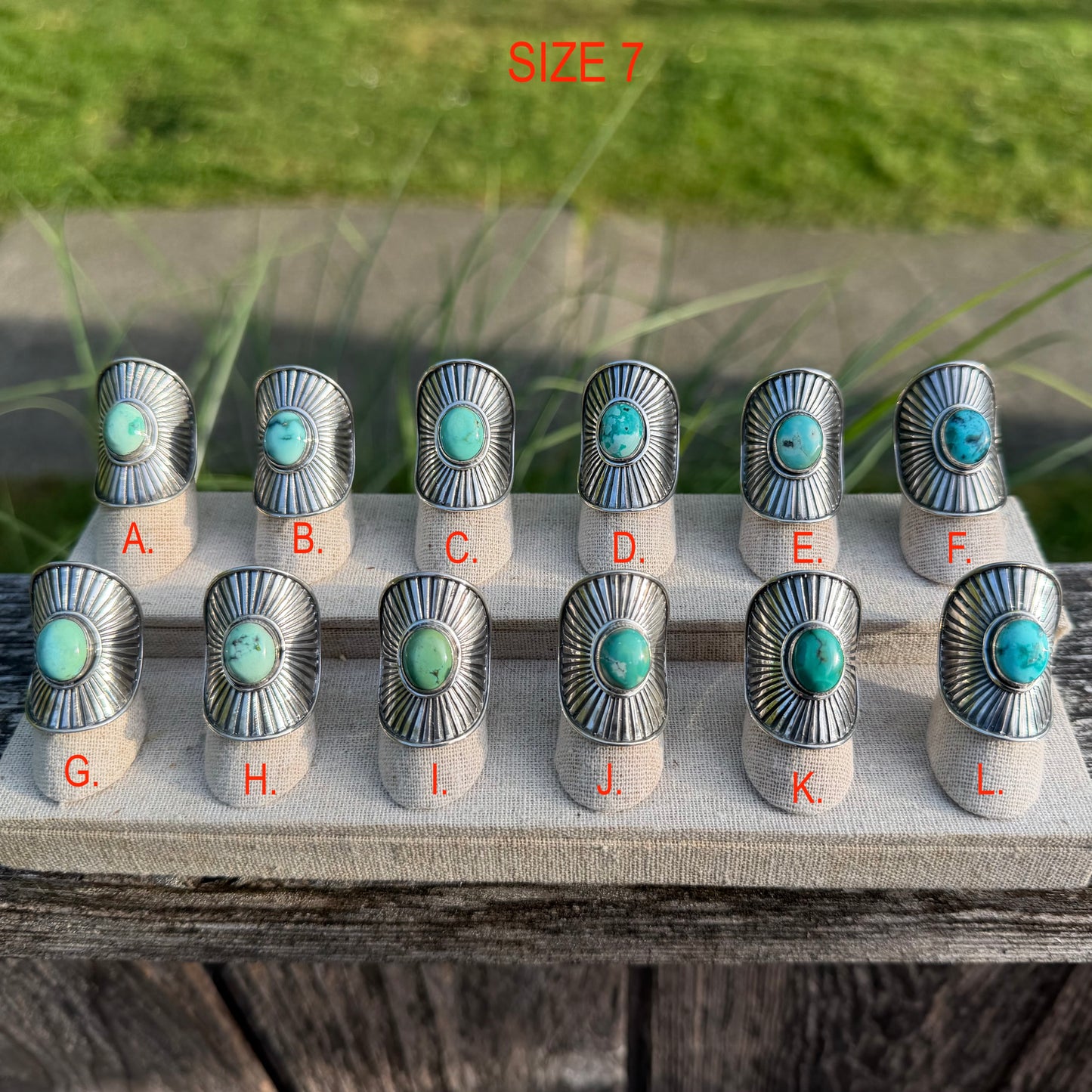 TURQUOISE Sunburst Shield Rings