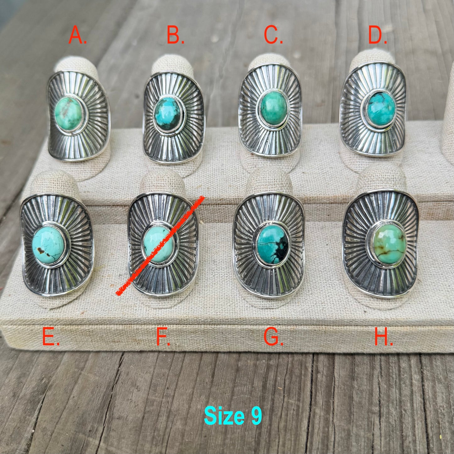 TURQUOISE Sunburst Shield Rings