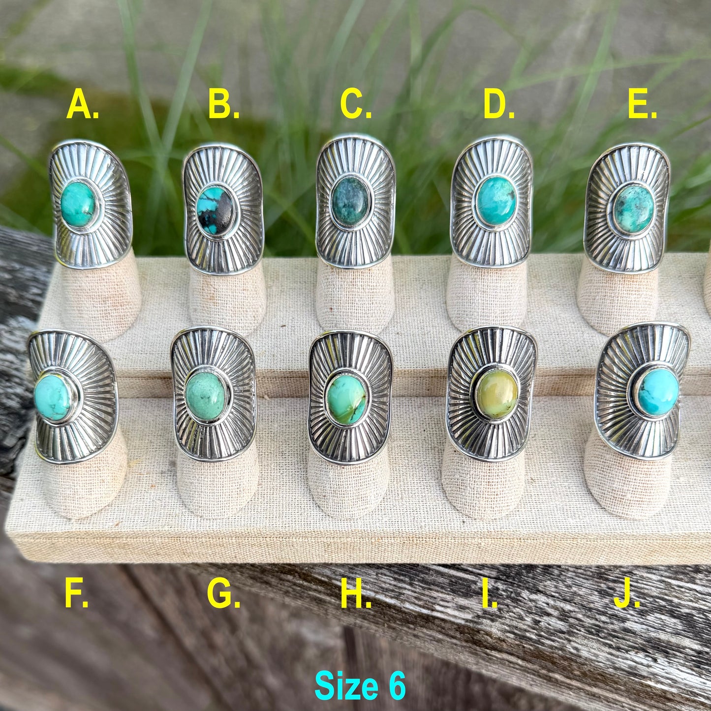 TURQUOISE Sunburst Shield Rings